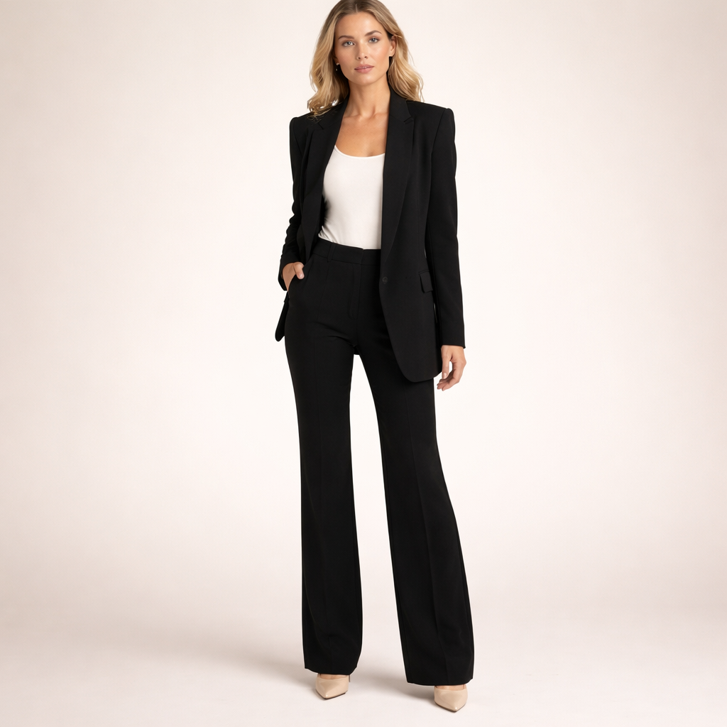 Modernes Damen-Set mit Blazer und ausgestellter Hose
