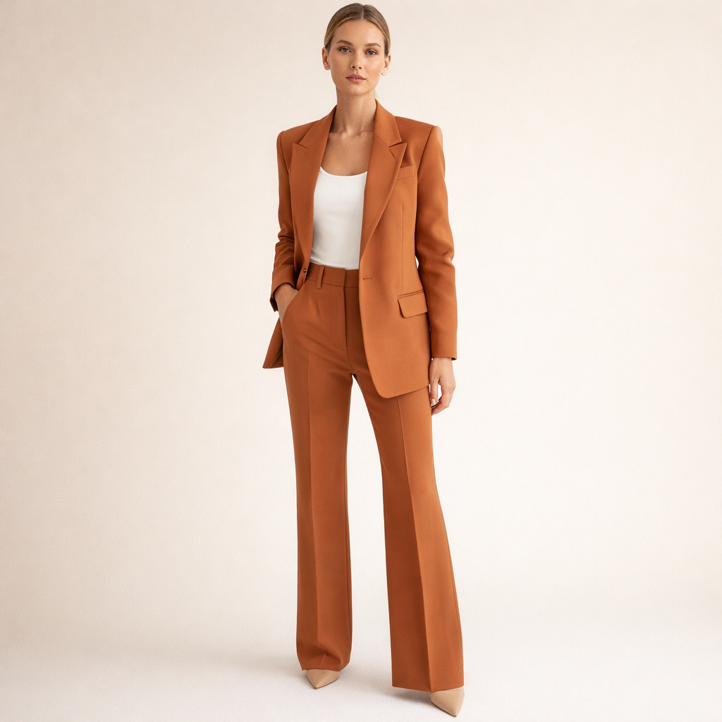 Modernes Damen-Set mit Blazer und ausgestellter Hose