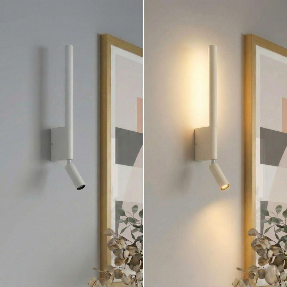 LED wall lamp with double light beam effect for living spaces