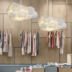 Stylish cloud-shaped ceiling lamp with two white lampshades