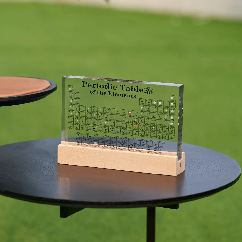 Tableau périodique décoratif lumineux avec éléments réels