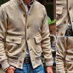 Giacca da uomo stile motociclista colore uniforme con collo alto