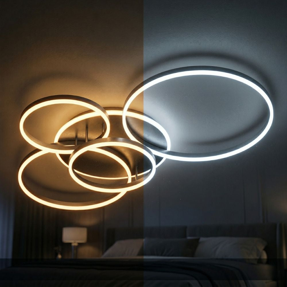Lampada da soffitto LED rotonda, moderna e nera da incasso – illuminazione per interni