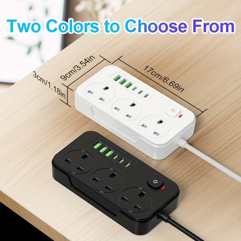 Prolunga Elettrica 9 in 1 con 3 Prese AC e 6 Porte USB
