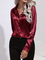 Blusa da donna con bottoni manica lunga stile casual