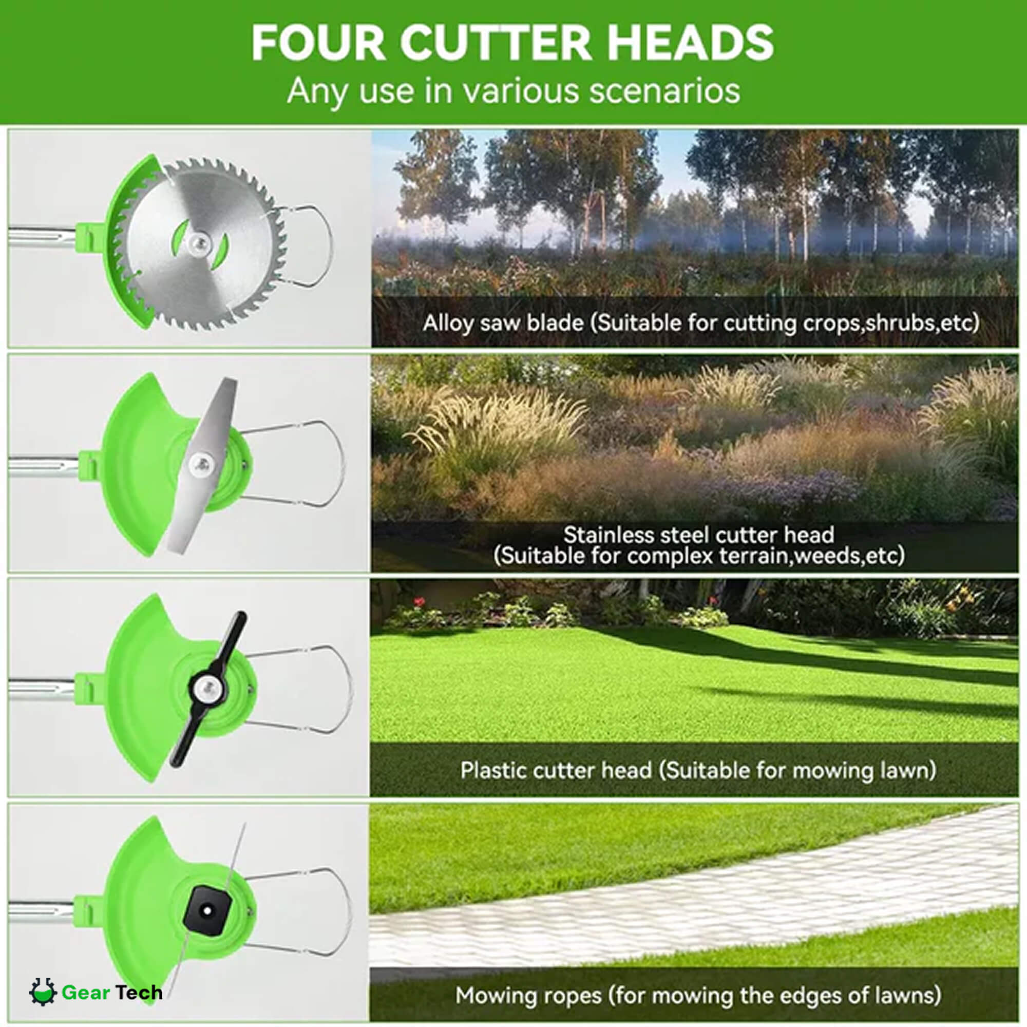 4 w 1 Potężna akumulatorowa podkaszarka do trawy do pielęgnacji ogrodu