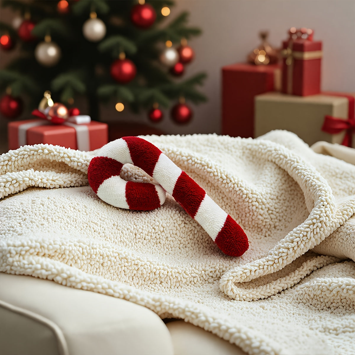 Polarowa Świąteczna Poszewka Haftowana z Motywem Bożonarodzeniowym