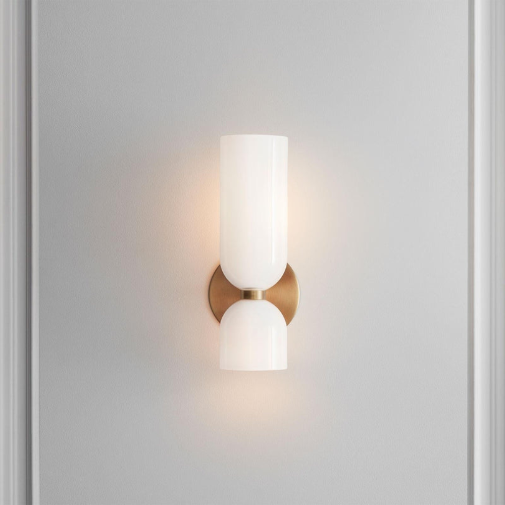 Platzsparende LED-Wandleuchte mit rundem Doppelkopf