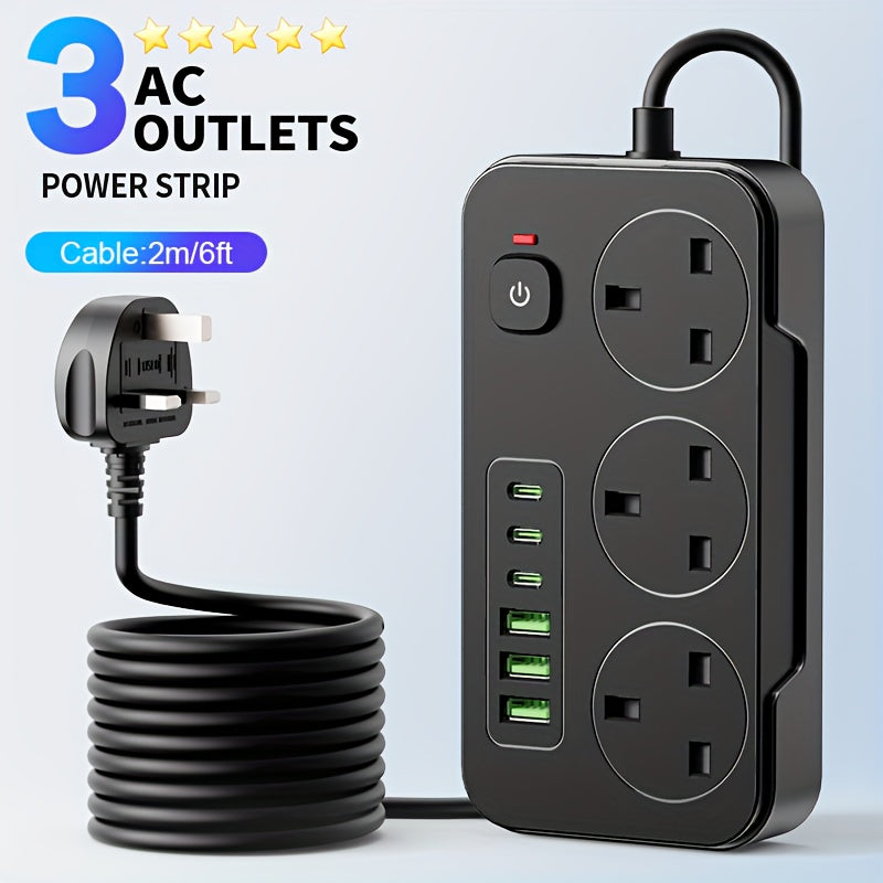 Prolunga Elettrica 9 in 1 con 3 Prese AC e 6 Porte USB