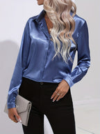 Blusa da donna con bottoni manica lunga stile casual