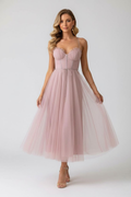 Robe midi pour femme avec encolure en forme de cœur, pour les occasions spéciales