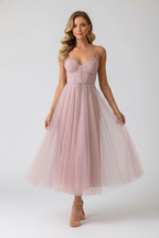 Abito Midi da Donna con Scollo a Cuore per Occasioni Speciali