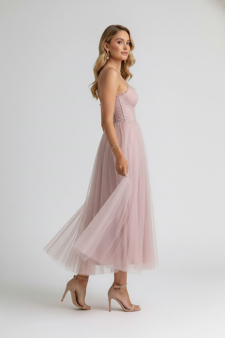 Abito Midi da Donna con Scollo a Cuore per Occasioni Speciali