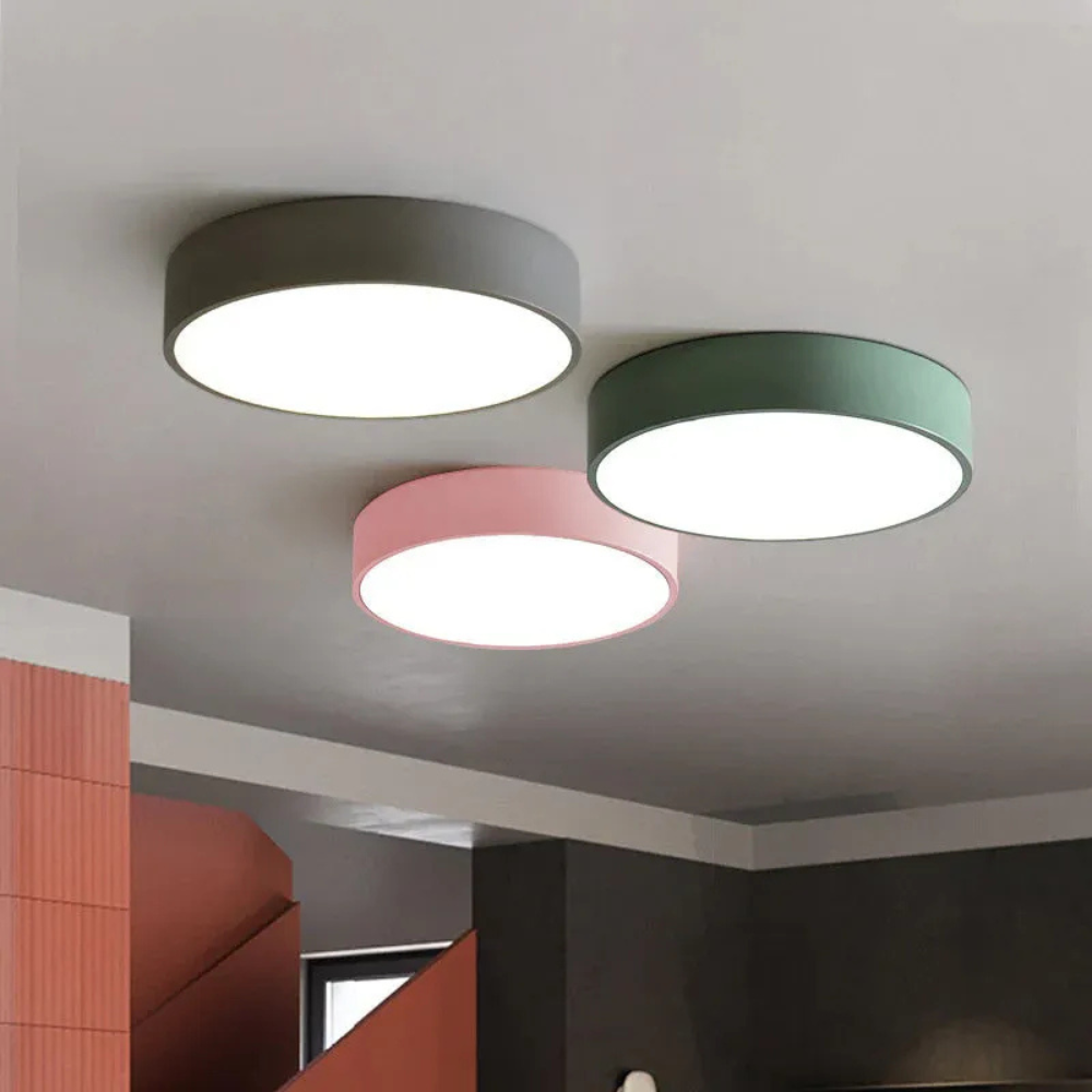 Smukła Okrągła Lampa LED Sufitowa Nowoczesna Płaska Lampa z Ciepłym Światłem