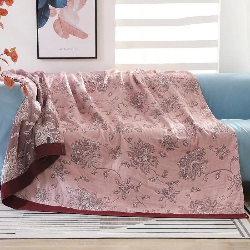 Modern breathable warm floral patterned decorative blanket