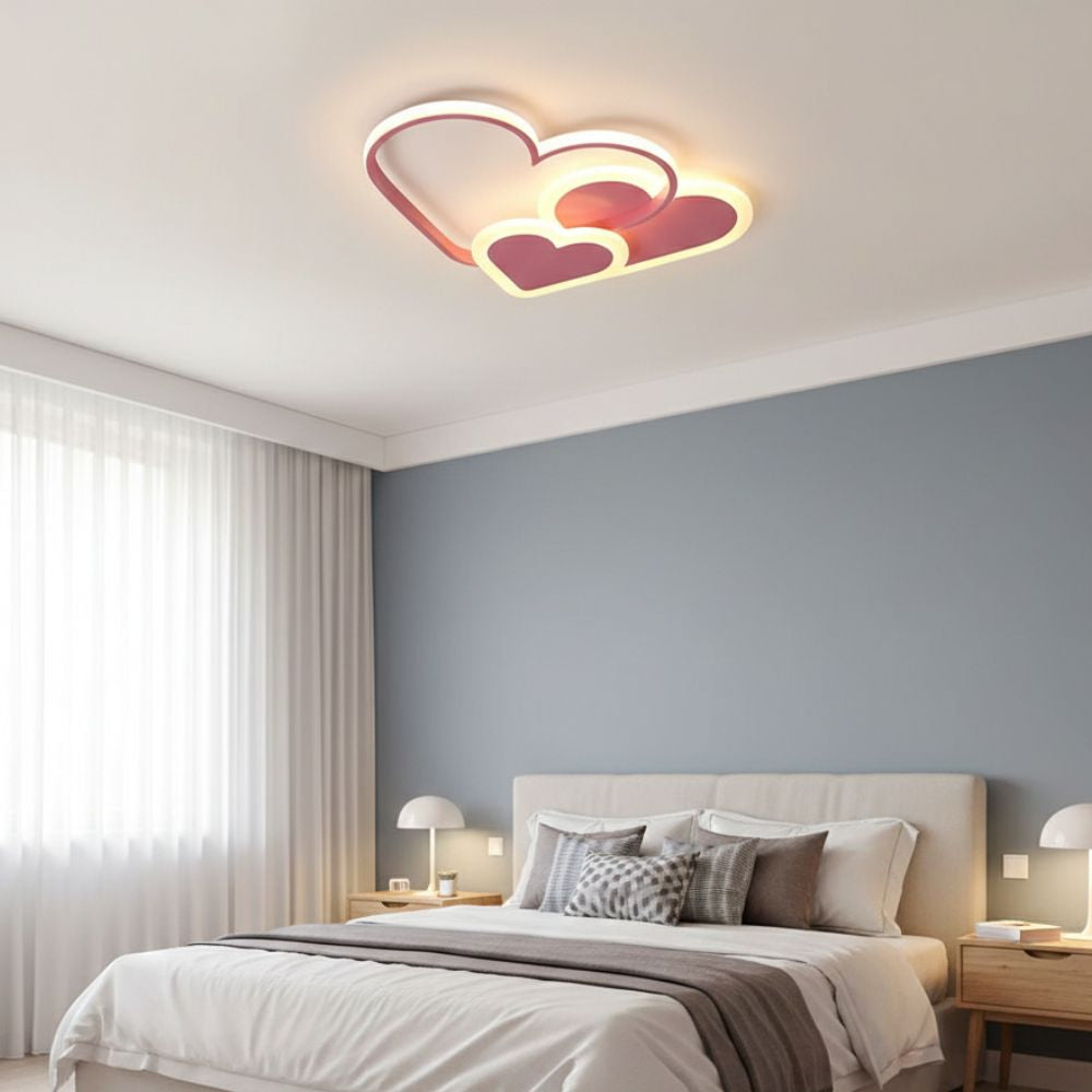 Modern heart-shaped LED ceiling lamp for ambient interior lighting
