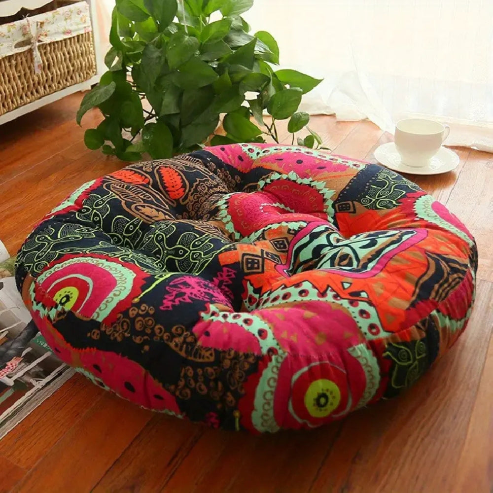 Coussin rond bohème douillet – assise polyvalente pour la méditation et le yoga