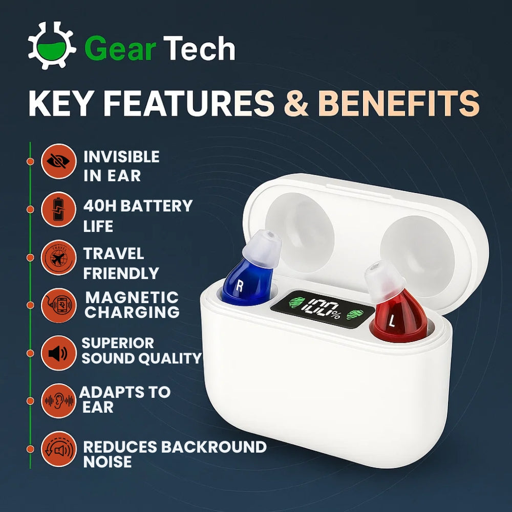 Ulepszony niewidoczny aparat słuchowy douszny