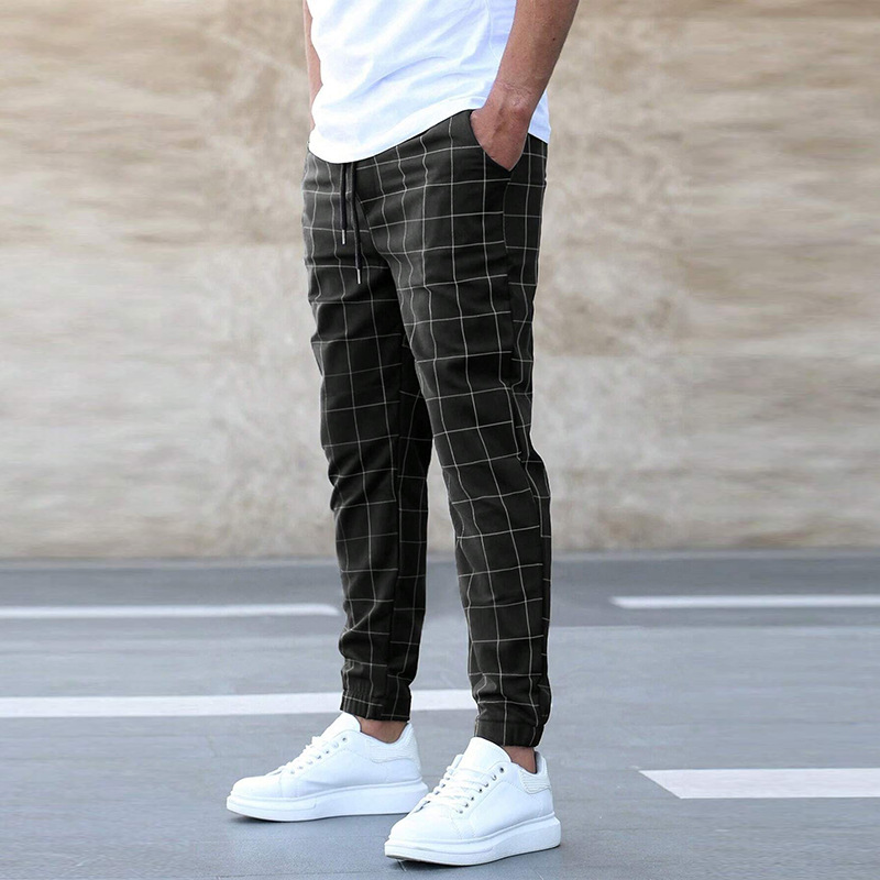 Pantaloni da uomo quotidiani stile scozzese elegante e casual