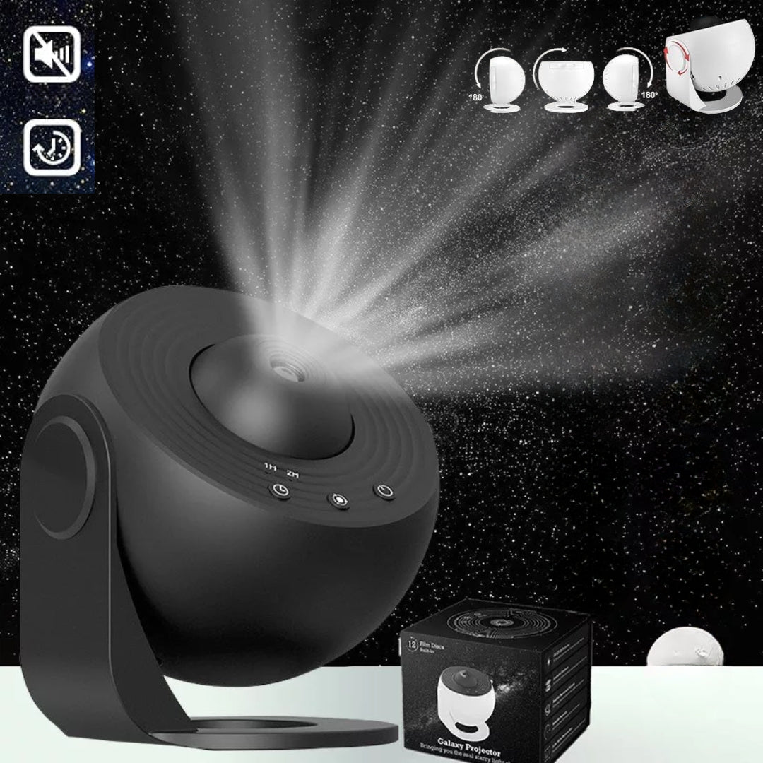 Creative HD 360° projector with galaxy and rotating star light