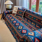 Housse de canapé boho aux couleurs géométriques vives et élégantes