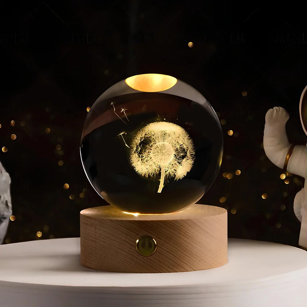 Sfera di cristallo 3D pianeta LED luminosa decorativa