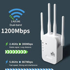 Amplificatore di segnale WiFi dual band 5G e 2,4G per casa e giardino