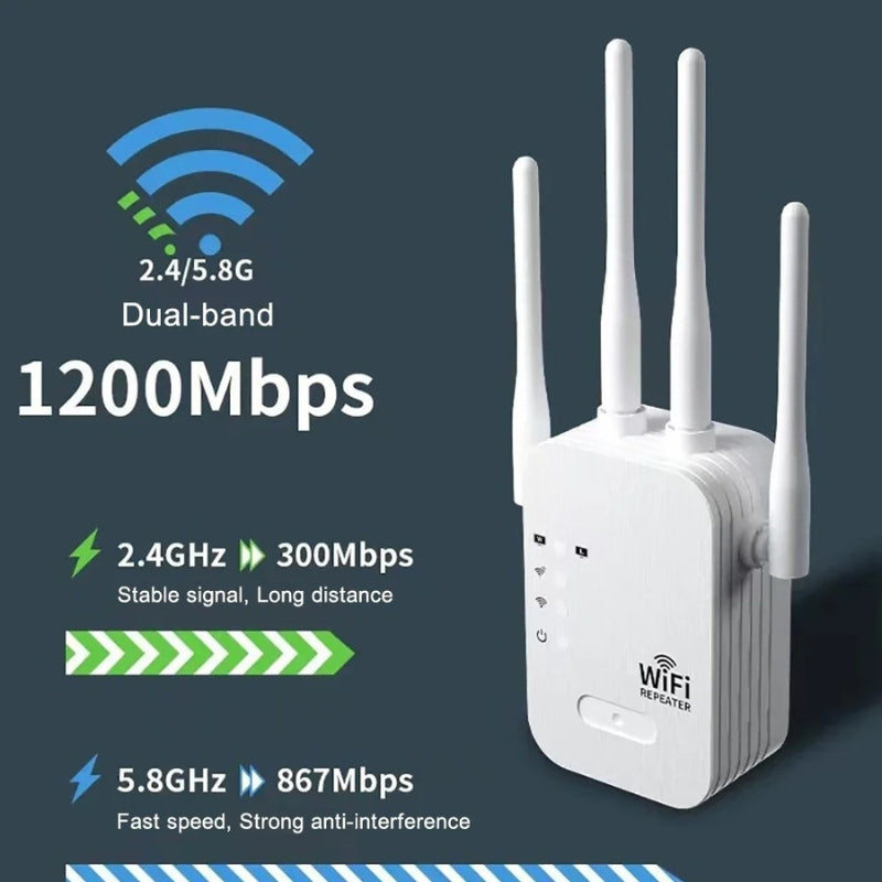 Amplificatore di segnale WiFi dual band 5G e 2,4G per casa e giardino