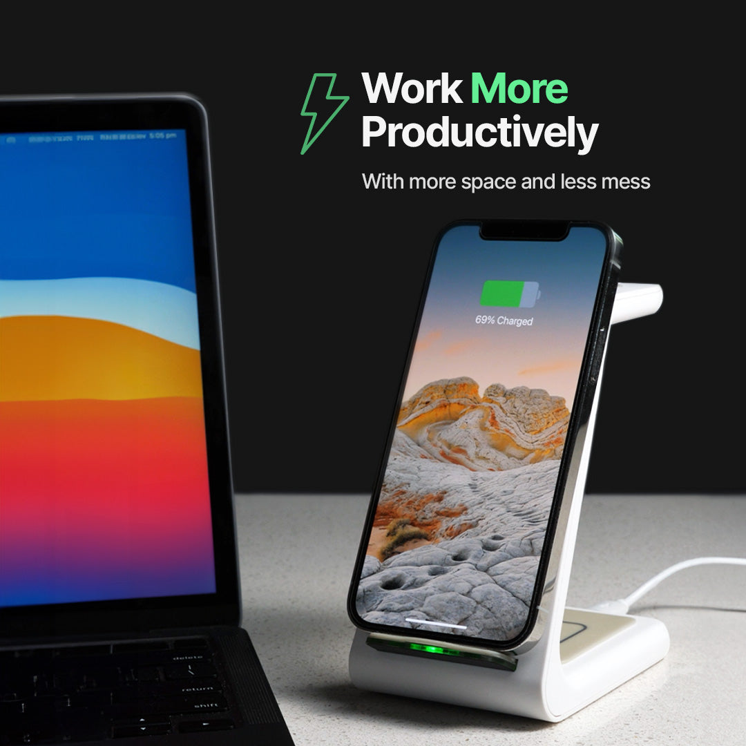 Zaawansowana bezprzewodowa stacja szybkiego ładowania 3 w 1 - Idealny dla urządzeń Apple, Samsung, Watch i AirPods