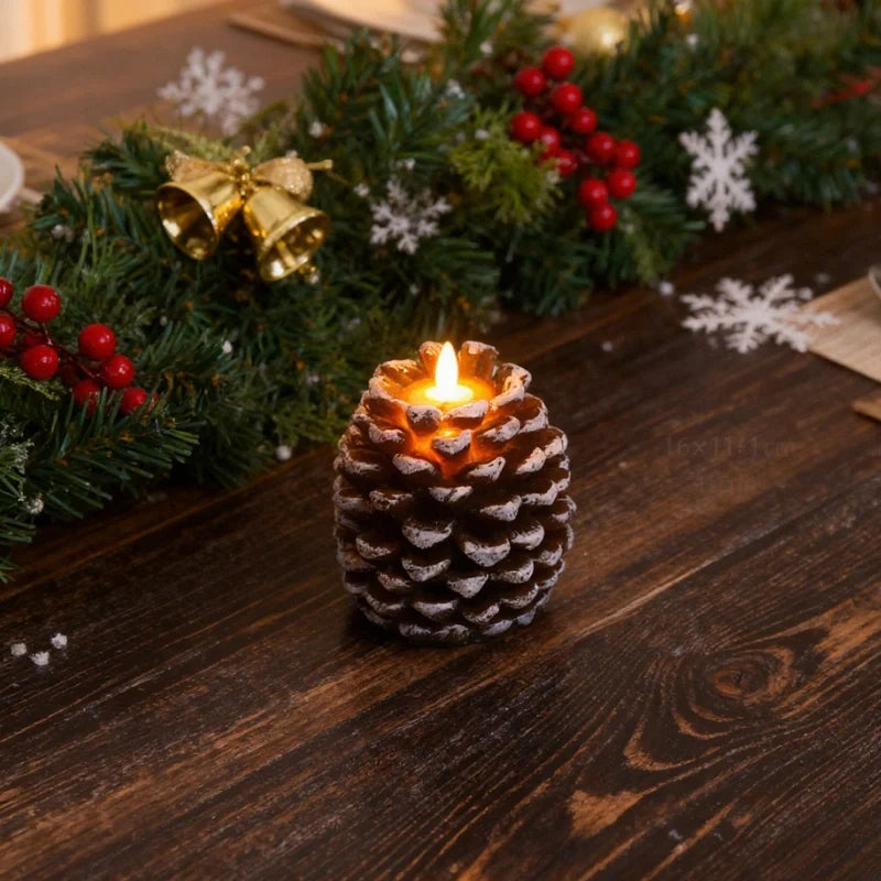 Candele rustiche a forma di pigna senza fiamma per decorazioni d’interni