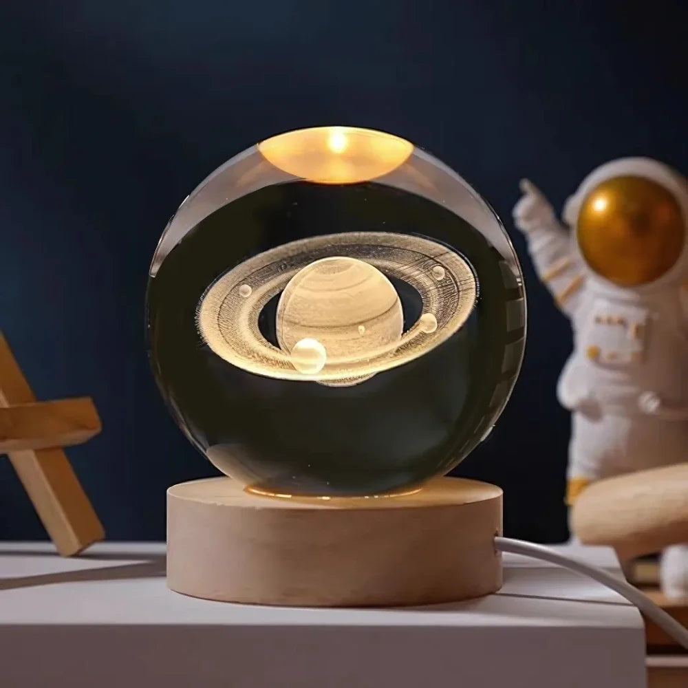 Sfera di cristallo 3D pianeta LED luminosa decorativa