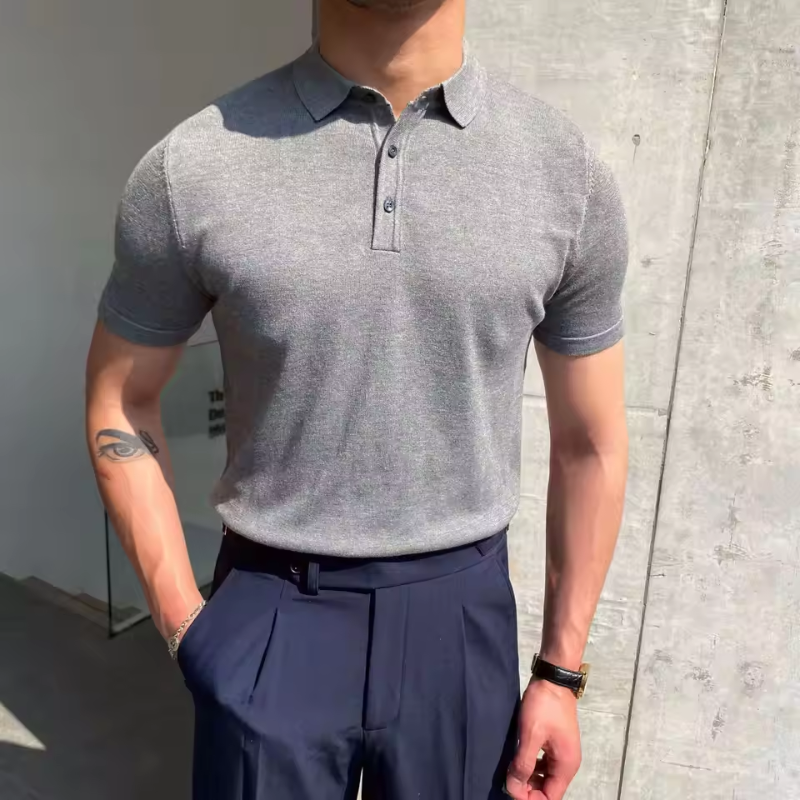 Polo da uomo manica corta taglio aderente stile casual classico