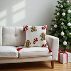 Świąteczna Poszewka z Haftowanym Wzorem Piernika i Laski Cukrowej