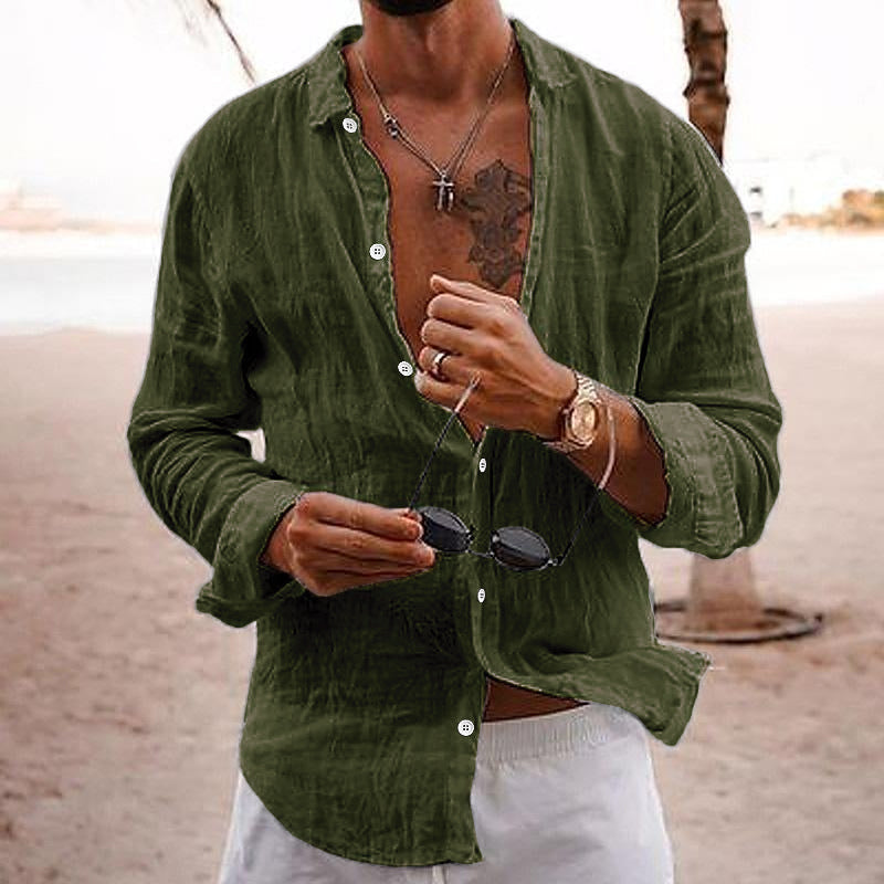 Camicia smart casual da uomo tinta unita manica lunga taglio classico