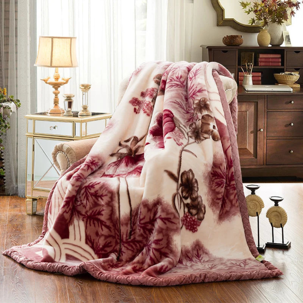Couette douillette à deux couches, couverture moelleuse pour l’hiver