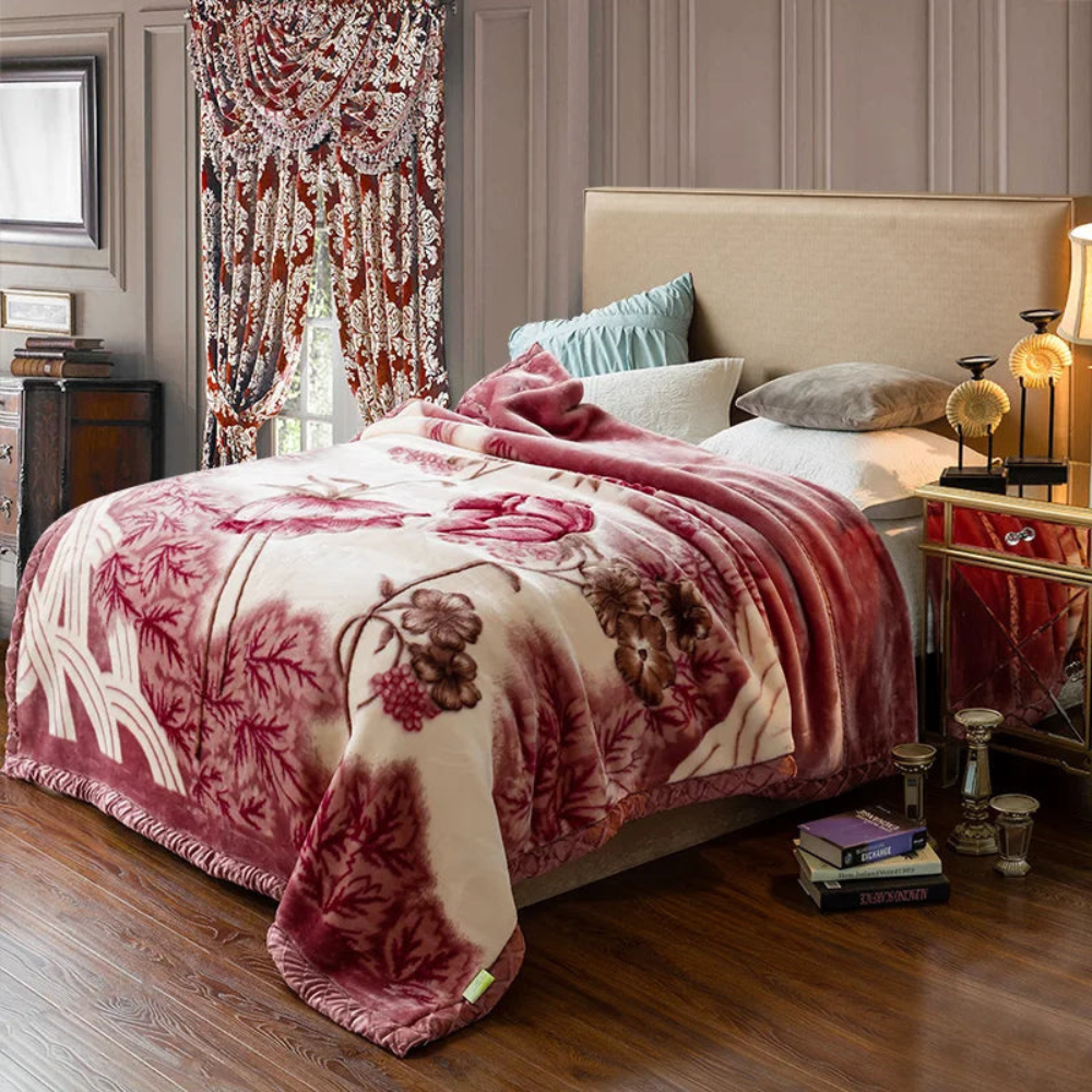 Couette douillette à deux couches, couverture moelleuse pour l’hiver
