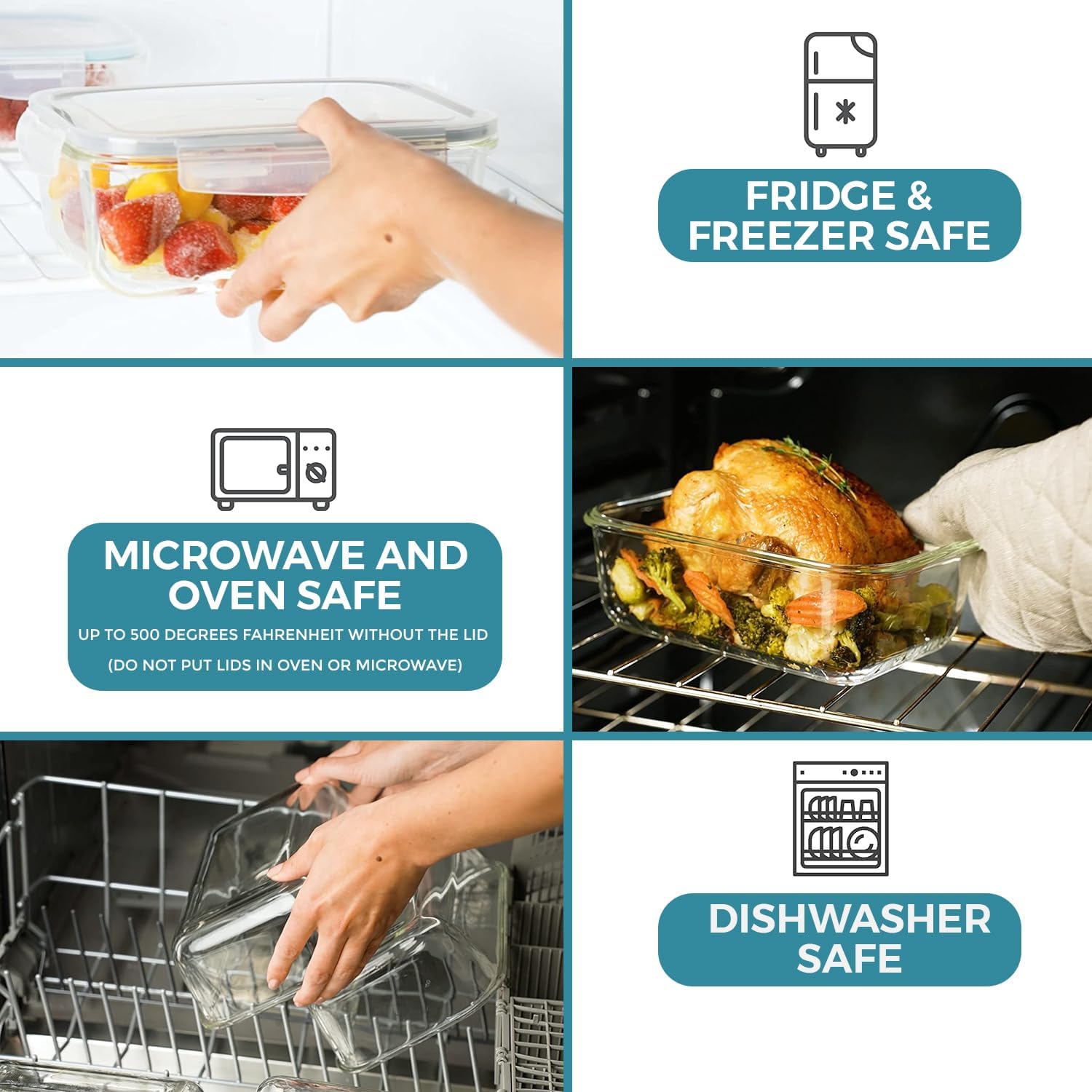 Nowoczesny zestaw szklanych pojemników na żywność – Idealny do przygotowywania posiłków