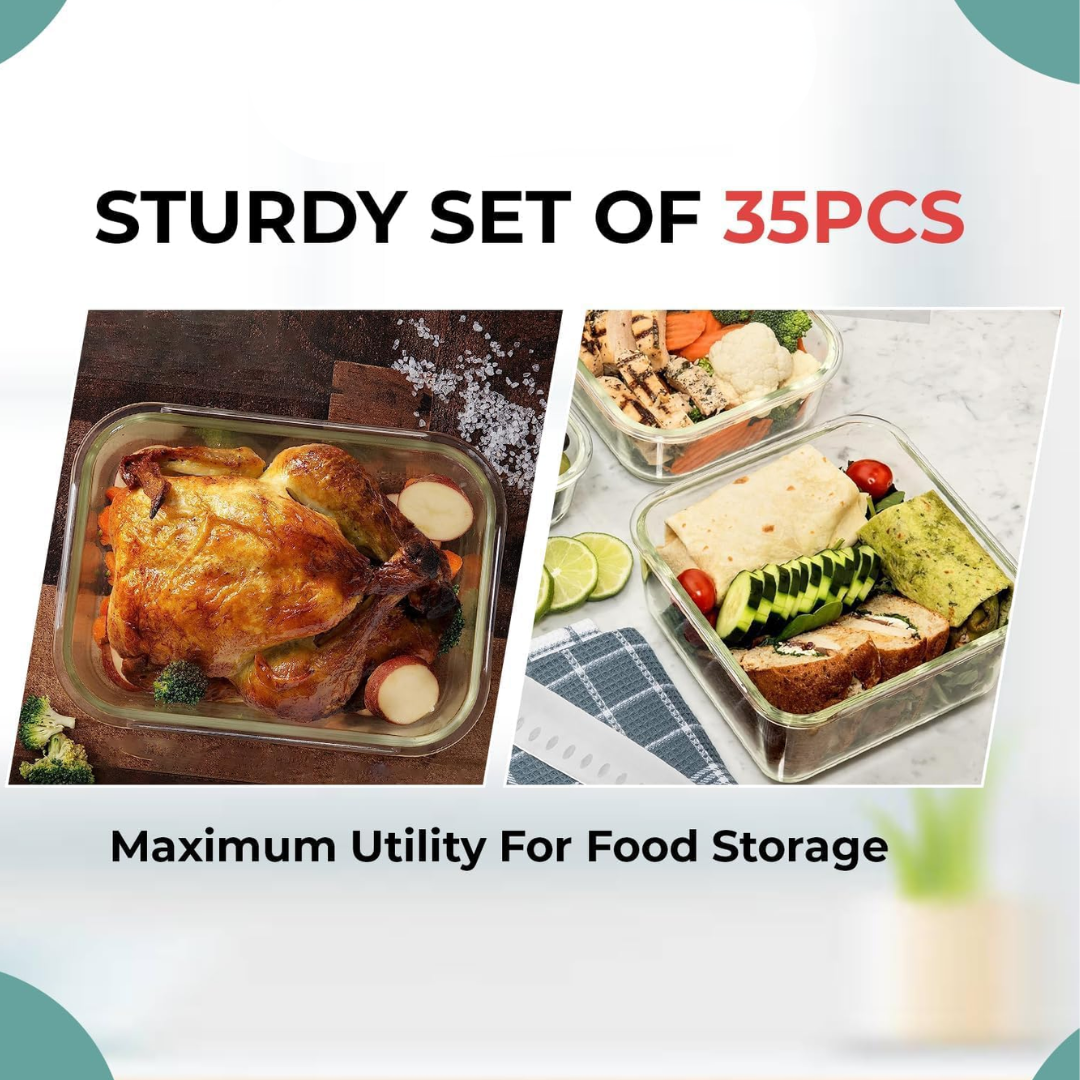 Nowoczesny zestaw szklanych pojemników na żywność – Idealny do przygotowywania posiłków