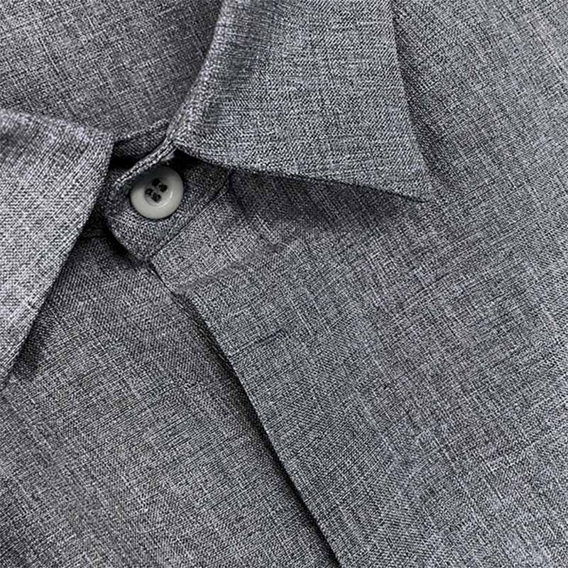 Camicia casual da uomo con colletto tinta unita manica corta