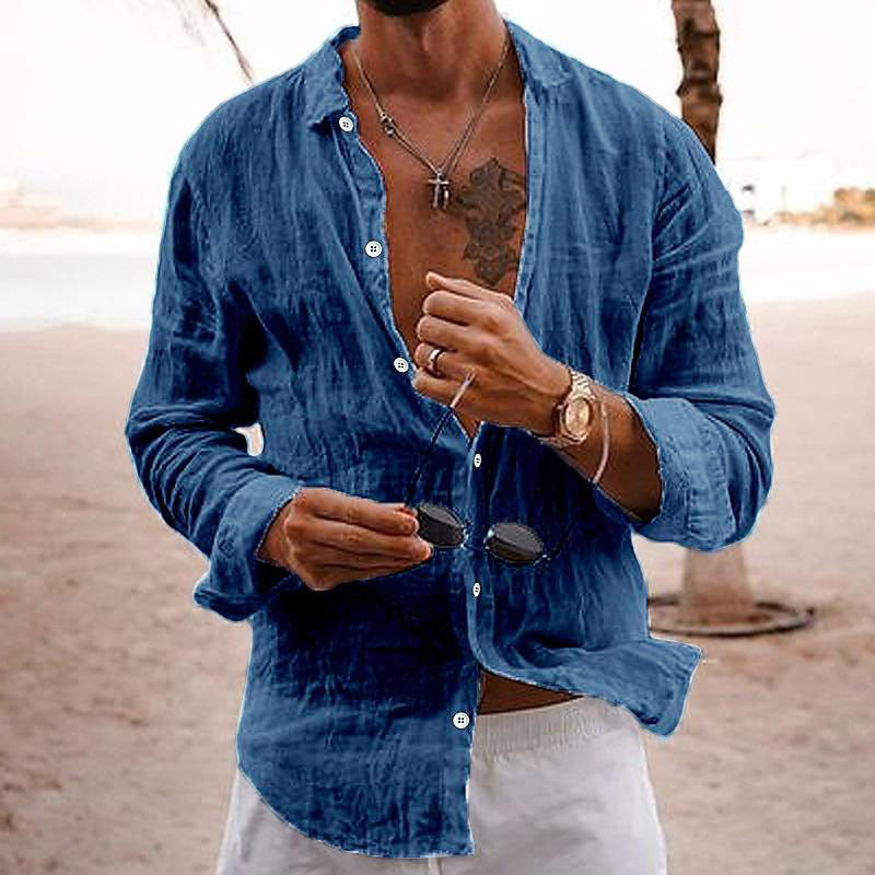Camicia smart casual da uomo tinta unita manica lunga taglio classico