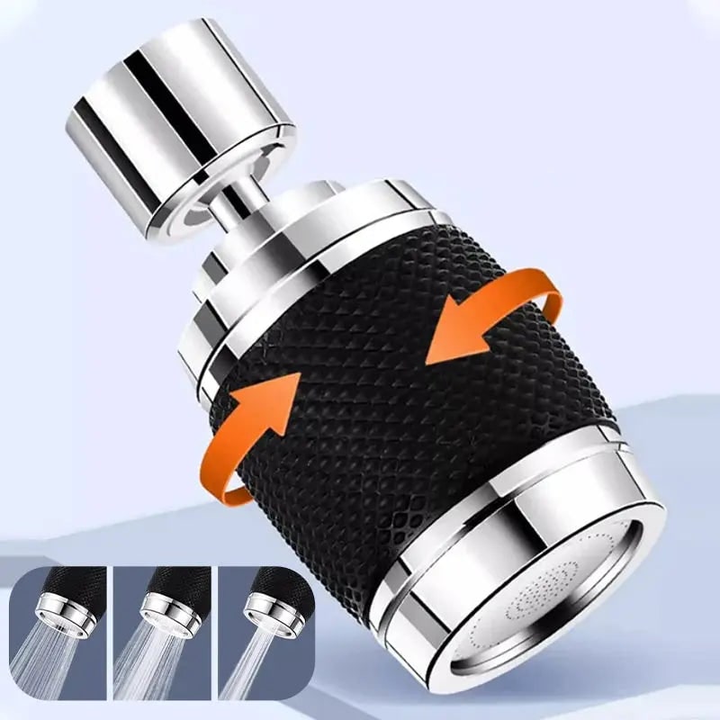 360° Rotatable Faucet Aerator with 3 Spray Modes and Chrome Metal Finish - Image 5
