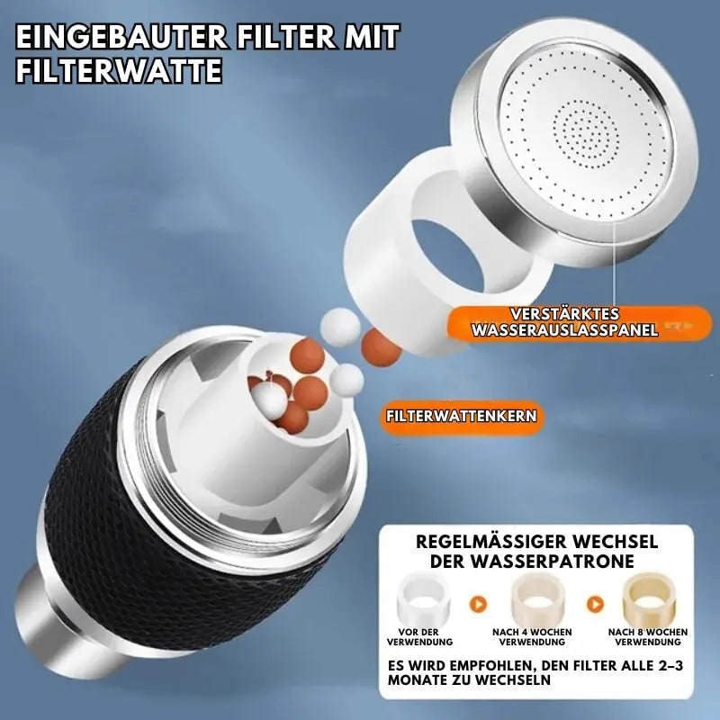 360° Rotatable Faucet Aerator with 3 Spray Modes and Chrome Metal Finish - Image 7
