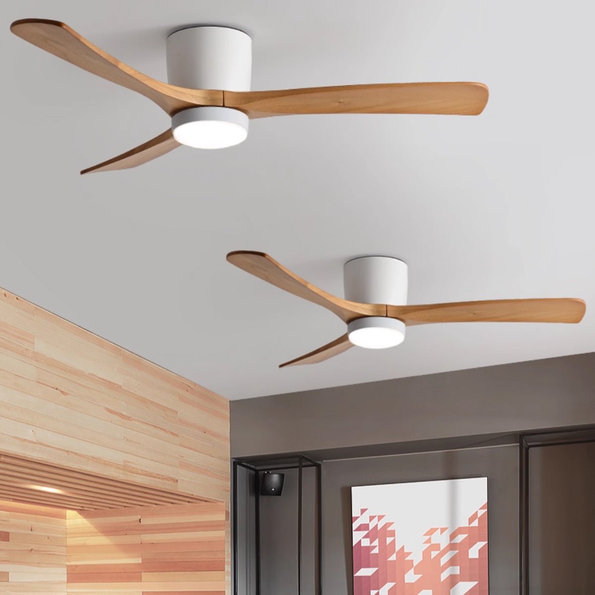 Lampa sufitowa w stylu nordyckim z wentylatorem Lampa sufitowa LED z pilotem