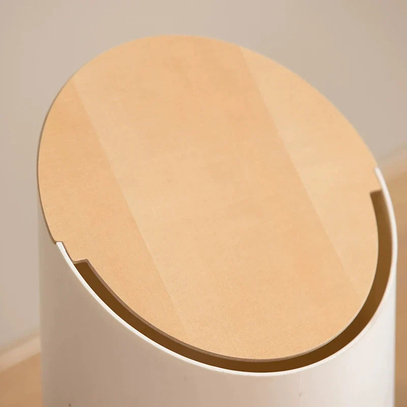 Minimalistyczny Wytrzymały kosz na śmieci Swing-Top z drewnianą pokrywą