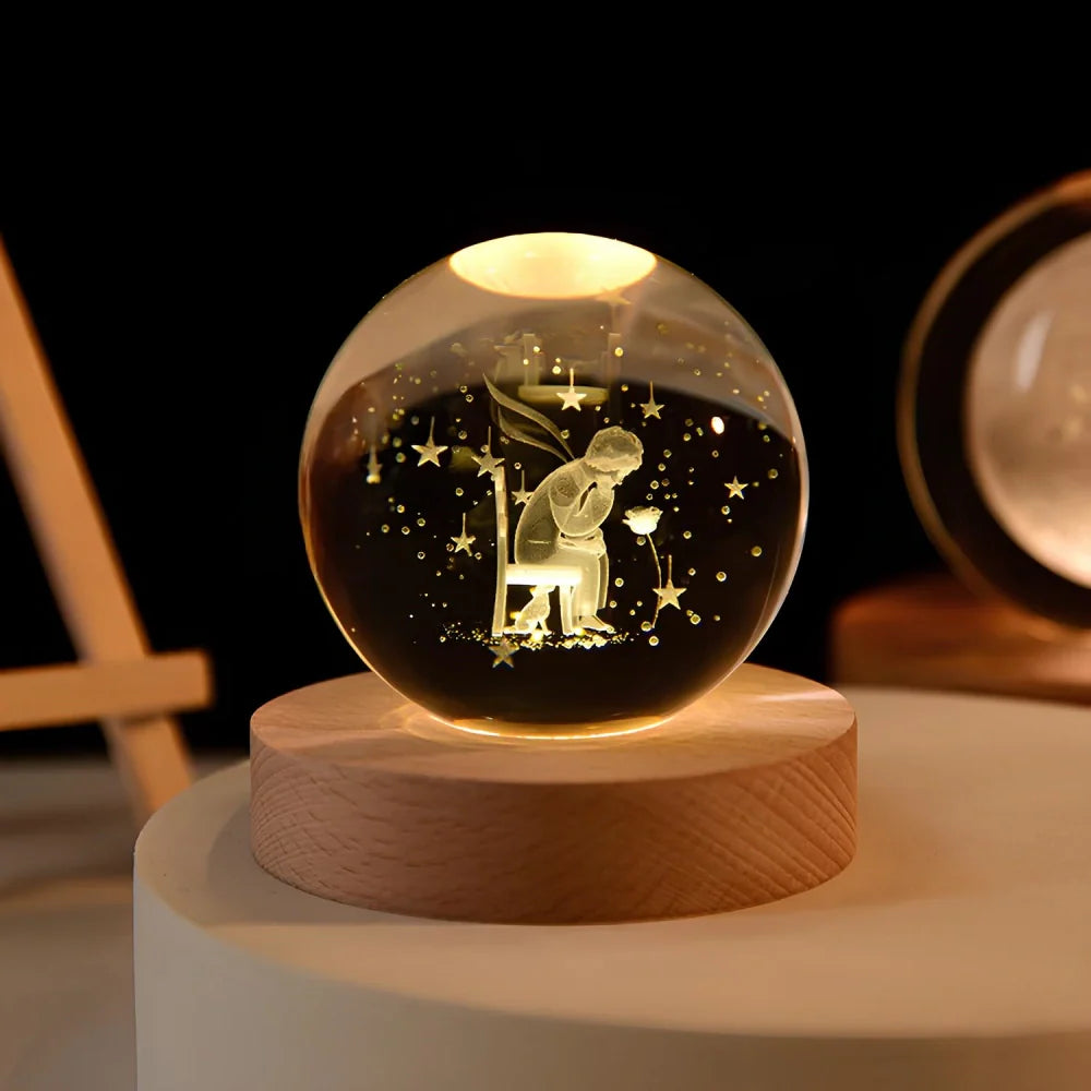 Sfera di cristallo 3D pianeta LED luminosa decorativa