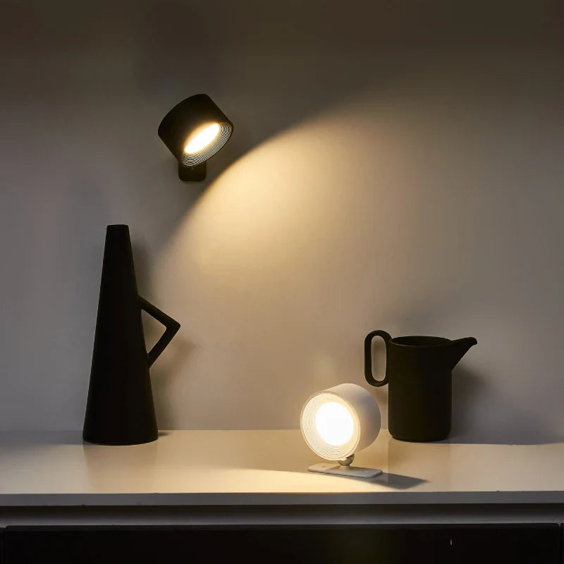 Wireless adjustable wall lamp with magnetic mount and 360° rotation
