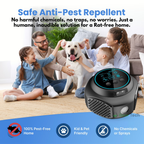Répulsif ultrasonique efficace contre les rongeurs avec prise pour usage intérieur et extérieur – Sans produits chimiques, couverture jusqu'à 3200 pieds carrés