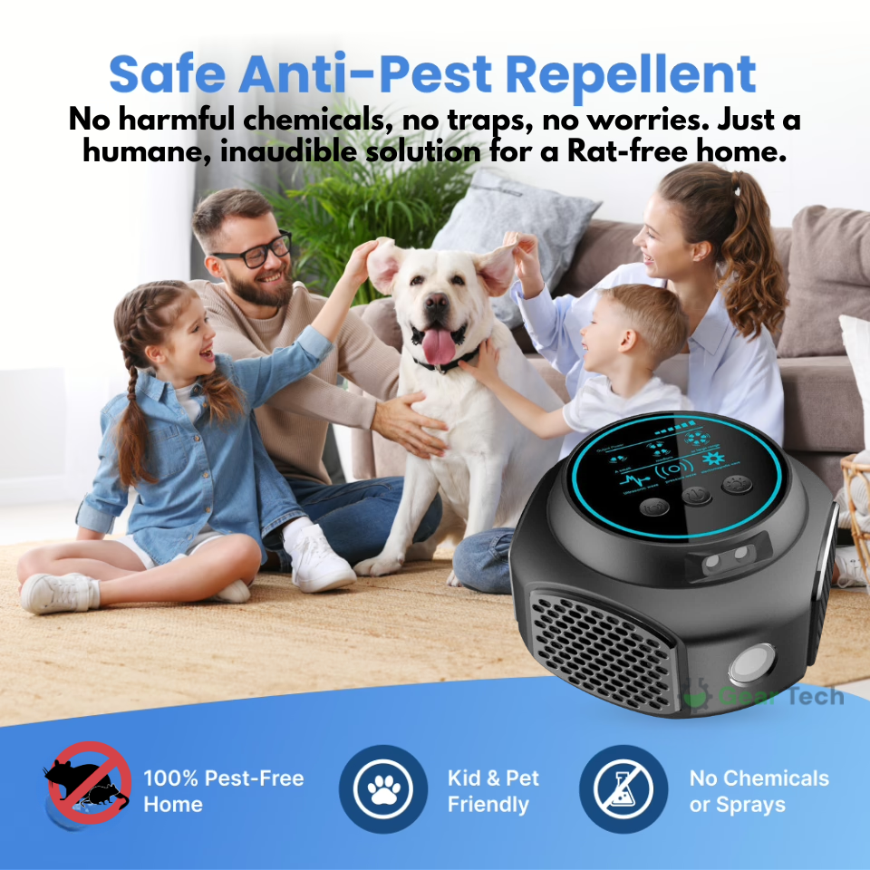 Répulsif ultrasonique efficace contre les rongeurs avec prise pour usage intérieur et extérieur – Sans produits chimiques, couverture jusqu'à 3200 pieds carrés