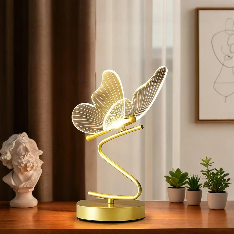 Modern butterfly-shaped table lamp with adjustable lighting