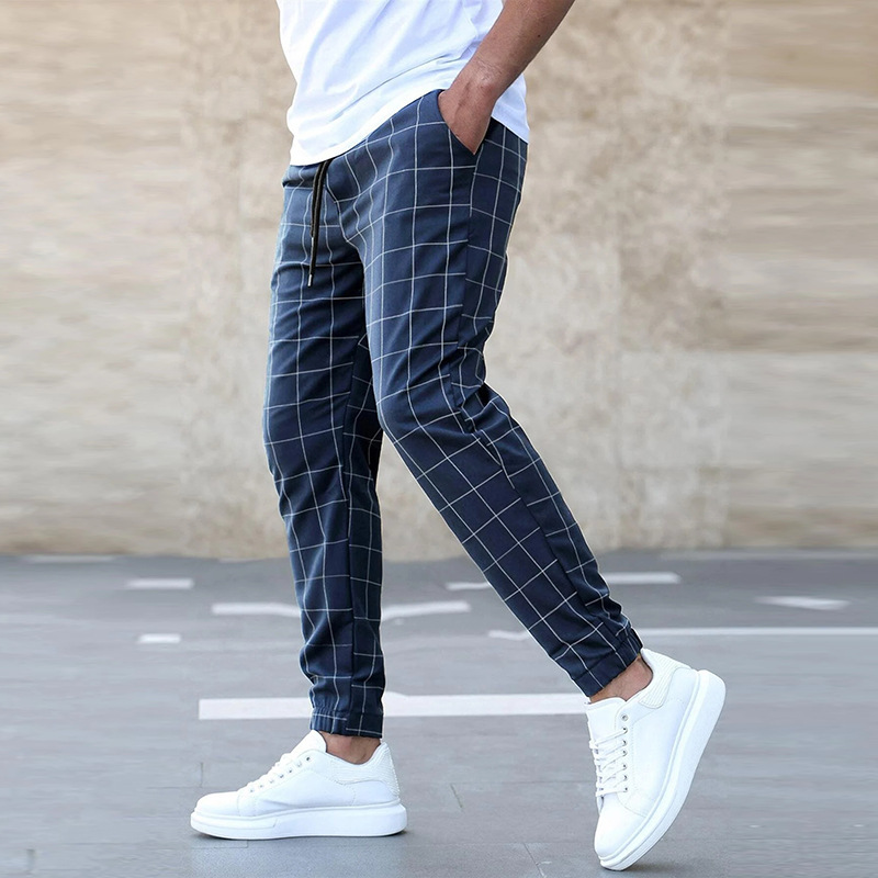 Pantaloni da uomo quotidiani stile scozzese elegante e casual